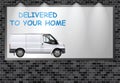 Illuminated advertising billboard home deliveries Royalty Free Stock Photo