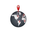 Location the globe. Navigation, vector illustration