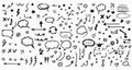 Big set of doodle vector arrow, flower, star, heart and bubble icons. Isolated Royalty Free Stock Photo