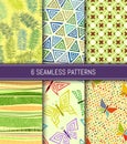 Seamless patterns set. Abstract backgrounds. Royalty Free Stock Photo