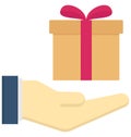 Gift Line Style vector icon which can easily modify or edit Royalty Free Stock Photo