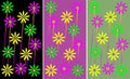 Set of Seamless Simple Flowers Multi Colour Pattern