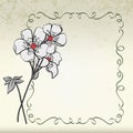 Abstract flowers and decorative framework. Royalty Free Stock Photo