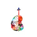 Colorful music promotional poster with violoncello and human brain isolated vector illustration. Artistic abstract background fo Royalty Free Stock Photo