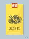 Fast food menu card concept. Chicken legs sketch. Retro style. Vector illustration. Royalty Free Stock Photo