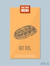Fast food menu card concept. Hot dog sketch. Retro style. Vector illustration. Royalty Free Stock Photo