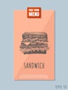 Fast food menu card concept. Sandwich sketch. Retro style. Vector illustration. Royalty Free Stock Photo