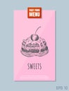 Fast food menu card concept. Sweets sketch. Retro style. Vector illustration. Royalty Free Stock Photo