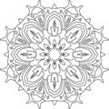 Mandala, flower star ice flake scribble drawing doodle, vector drawing of weird shapes for coloring book Royalty Free Stock Photo