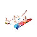 Colorful koto, shamisen and shakuhachi with music notes isolated vector illustration design. Music background. Artistic Japanese m