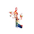 Music background with colorful microphone and pistol vector illustration design. Artistic music festival poster, live concert even