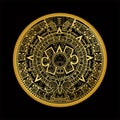 Mayan aztec calender on black background Royalty Free Stock Photo