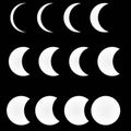 Moon phases astronomy icon set Vector Illustration Royalty Free Stock Photo