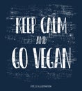 Vegan slogan. Keep calm and go vegan lettering. Template for your t-shirt, banner, card and other design works.