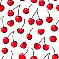 Seamless pattern with cherries on white background. Royalty Free Stock Photo