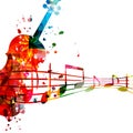 Colorful violoncello with music notes isolated vector illustration design. Music background. Cello poster with music notes, festiv