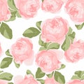 Classical vintage floral seamless pattern, watercolor style bouquet of English roses illustration.