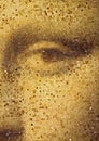 Mona Lisa eye close up triangle polygon background frame. Abstract Geometrical Backdrop. Geometric design for business.