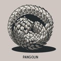 Defending Pangolin, Cingulata Vector Drawing Royalty Free Stock Photo