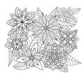 Abstract flowers with decorative leaves. Isolated. Coloring book pages. Royalty Free Stock Photo