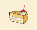 Slice cake with cherry vector