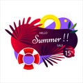 Hello Summer sale background. Summer Sale banner, hot season discount poster. in eps 10 Royalty Free Stock Photo