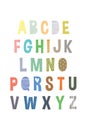 ABC Kids Poster Vector. Children`s Cheerful Alphabet Wall Poster Vector