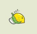 Lemon cartoon sleep vector design