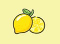 Yellow lemon fruit fresh ripe food vector