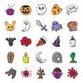 Scary Party Accessories Doodle Icons Pack Royalty Free Stock Photo