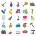 House Cleaning Accessories Doodle Icons Pack