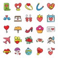 Wedding and Love Flat Elements In Doodle Style Royalty Free Stock Photo
