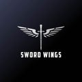 Retro Vintage Sword Blade Saber Wing Wings Logo