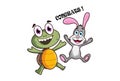 Vector Cartoon Illustration Of Turtle And Rabbit Royalty Free Stock Photo