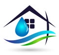 Globe Water drop logo concept of water home with world save earth wellness symbol icon nature drops elements vector design Royalty Free Stock Photo