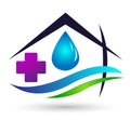 Globe Water drop logo concept of water home with world save earth wellness symbol icon nature drops elements vector design Royalty Free Stock Photo