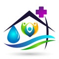 Globe Water drop logo concept of water home with world save earth wellness symbol icon nature drops elements vector design Royalty Free Stock Photo