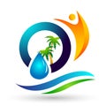 Globe Water drop logo concept of water drop with world save earth wellness symbol icon nature drops elements vector design Royalty Free Stock Photo