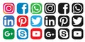 Set of Social media icons, Buttons collection in vector elemnts Royalty Free Stock Photo