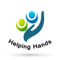 People care children Helping hands world giving hands open caring hands logo icon vector