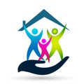 Happy Family care union team love in home hands care house children kids taking growth wellness parenting care successful icon Royalty Free Stock Photo