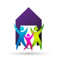 Happy Family care union team love in home hands care house children kids taking growth wellness parenting care successful icon Royalty Free Stock Photo