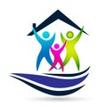 Happy Family care union team love in home hands care house children kids taking growth wellness parenting care successful icon Royalty Free Stock Photo