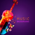 Colorful violoncello with music notes vector illustration design. Music background. Music instrument poster with music notes, fest