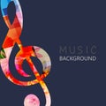 Music background with colorful G-clef vector illustration design. Artistic music festival poster, live concert events, musical key Royalty Free Stock Photo