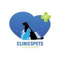 Clinics pets logo with blue love background