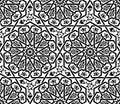 Seamless black Islamic pattern isolated on white background.