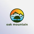 Circle Mountain Oak Banyan Tree Logo Design Vector Royalty Free Stock Photo