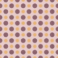 Decorative seamless pattern. Striped circles in wave on pink background. Royalty Free Stock Photo