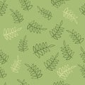 Green and yellow branches on light background. Seamless pattern.